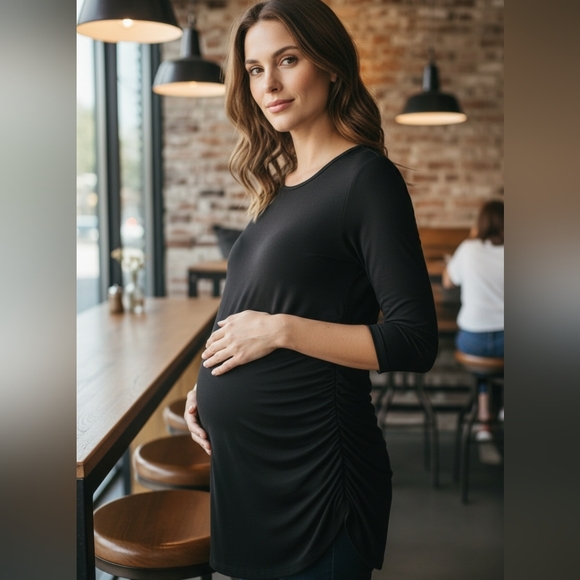 Smallshow Tops - Elegant Black Maternity Top